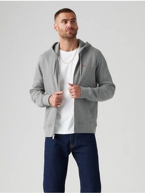 Men’s Levi’s Zip-Up Gray Hoodie Sweatshirt Size XXL